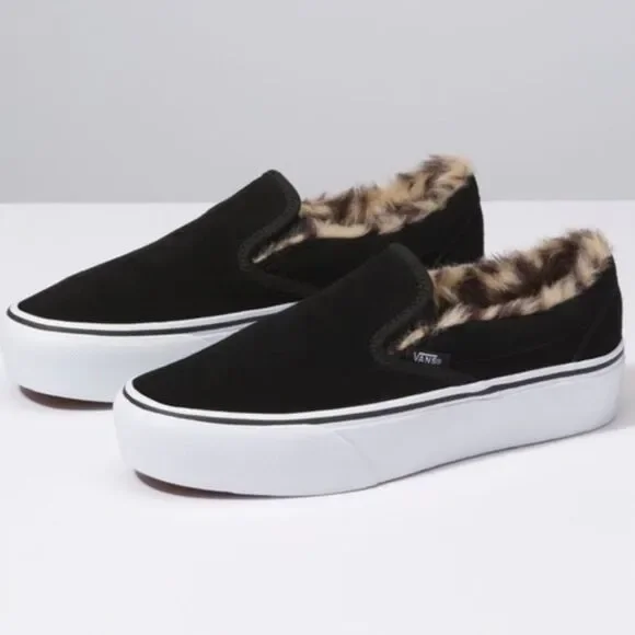Vans Black and White Slip-On Sneakers - Picture 1 of 9